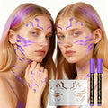 Anime Purple Temporary Tattoo Stencils & Markers Set for Cosplay & Body Art