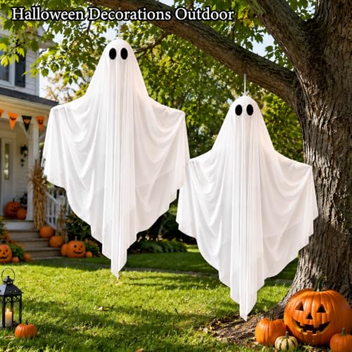 Large 4FT Halloween Hanging Ghost Decorations - 2 Pack, Indoor & Outdoor Spooky Decor