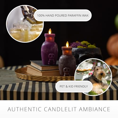 Flameless Poison Bottle Candle - Dark Chocolate Wax with Moving Flame & Timer, Halloween Decor, Chocolate Torte Variation
