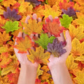 Fall Maple Leaves Bulk Set with 8 Colors and Glue Dots - Reusable Autumn Decor