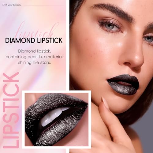HOSAILY Metallic Black Lipstick #7 - Long Lasting Shimmer Lip Color