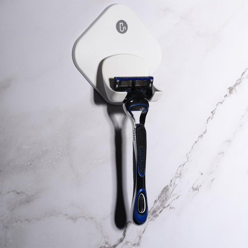 Triwol 2 Pack Razor Holder for Shower Wall, Self Adhesive Razor Holder Hanger Stronger Than Suction Cup, Rigid Plastic for Men and Women