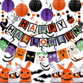 Party Spot! 64pcs Halloween Party Decorations Banner & Treat Bags - Indoor Outdoor