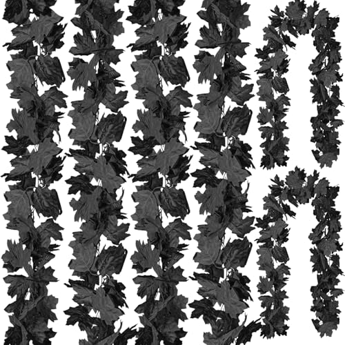36FT Black Maple Leaf Garland, 6PCS Fall Halloween Thanksgiving Decor