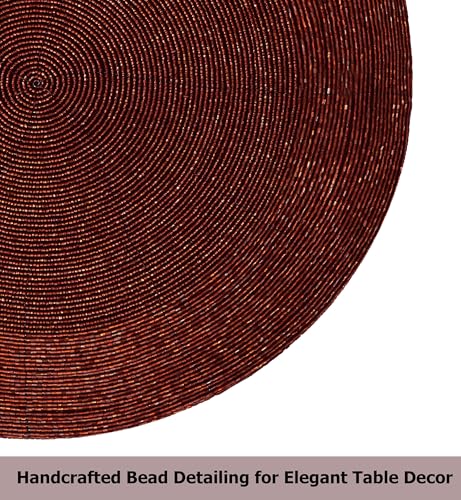 Burgundy Beaded Charger Placemats Set of 4 - Handmade Fall Table Decor