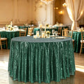 Emerald Green Round Sequin Tablecloth - 132 Inch Glitter Wedding & Party Decor