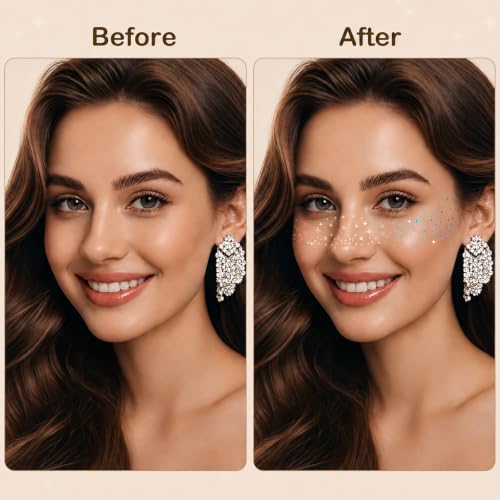 Holographic Multicolor Face Glitter Makeup Patches for Festivals & Parties - 12Pcs
