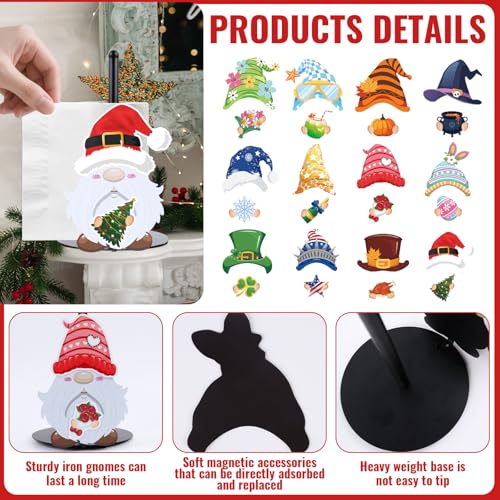 Interchangeable Holiday Gnome Paper Towel Holder with Seasonal Magnets - Kitchen & Home Decor