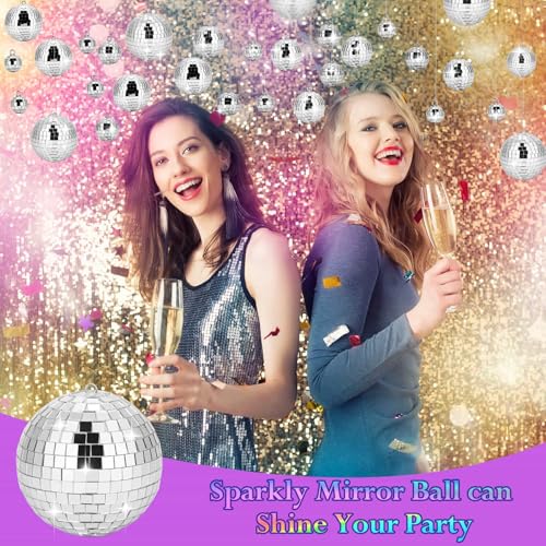 70 Pcs Disco Balls Set - 5 Sizes Hanging Mirror Ornaments for Party Wedding Christmas