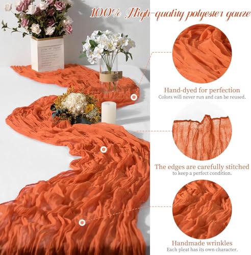 Orange Cheesecloth Table Runner 12 Pack - 17 x 108 Inch Rustic Wedding & Party Decor