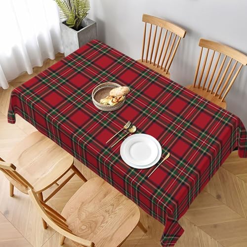 Christmas Checkered Tablecloth - 60x120 Inch Rectangular Holiday Table Cover, Red Green Retro Plaid