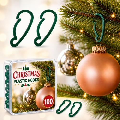 Christmas Ornament Hooks 100 Pcs Green Plastic Tree Decorations