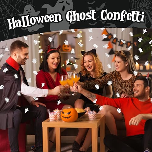 Halloween Ghost Confetti Set - 300 Glitter Paper Scatters for Party Decor
