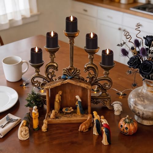 Black Flameless Votive Candles with Remote Timer - 400+ Hour Runtime, Real Wax, 6-Pack