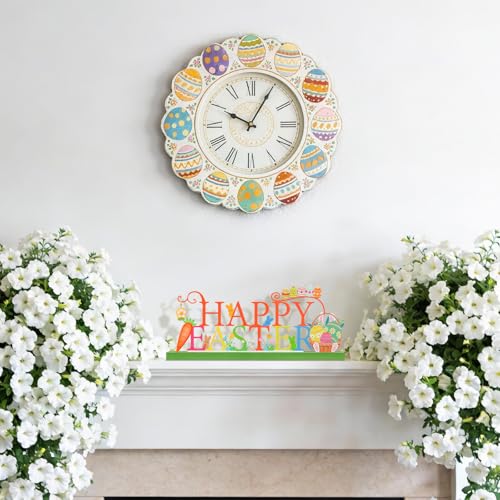 Easter Metal Holiday Table Sign Decor - Happy Easter Bunnies & Spring Charm - KHJCXS