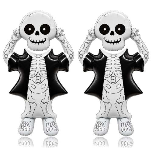 Large Self-Standing Skeleton Balloons for Halloween Party Decorations - 2 Pack