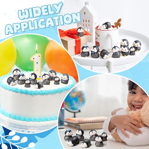 Mini Penguin Figurines Set - Cute Cake Toppers & Party Decorations, Simple