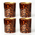 Leopard Brown Glass Tealight Candle Holder - Animal Print Decor Votive Jar