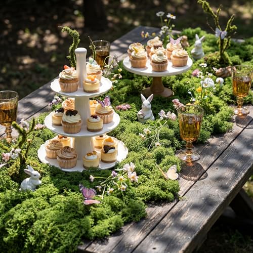 Fake Moss Table Runner for Halloween Enchanted Forest Decor - Green, 47 x 12 Inches