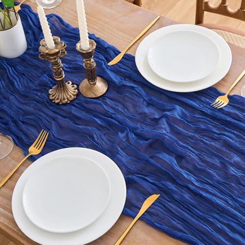 Royal Blue Cheesecloth Table Runners 6 Pack - 10FT Boho Wedding Party Decor