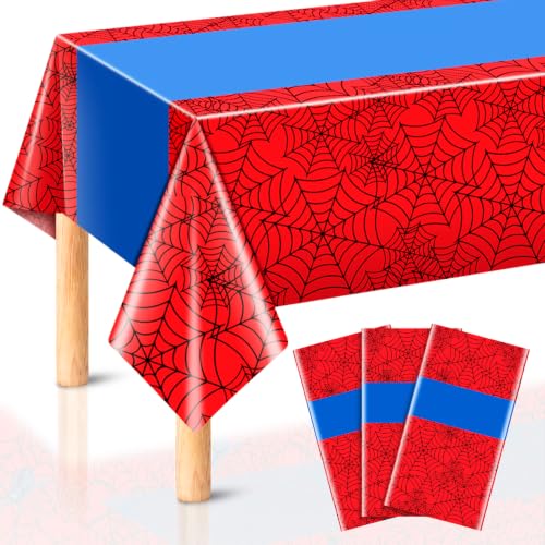 3Pcs Spider Web Disposable Plastic Tablecloths - Waterproof 54x108 Inch Set
