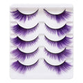 Colorful Cat Eye False Lashes 5 Pairs - Purple Variation for Party & Halloween