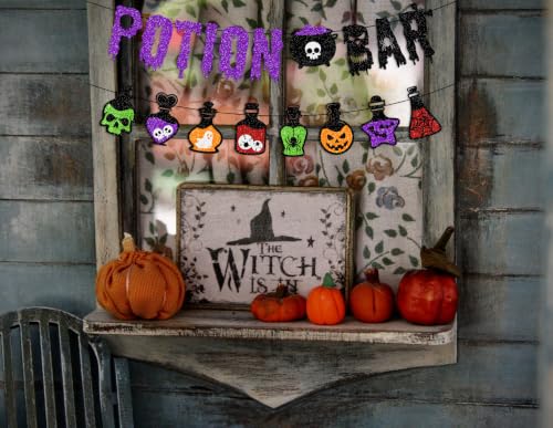Halloween Glitter Potion Bar Banner with Potions Themed Decorations