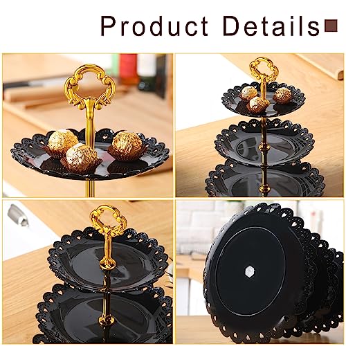 Black 3-Tier Cupcake & Dessert Stand Set - 9 Pieces for Parties and Events