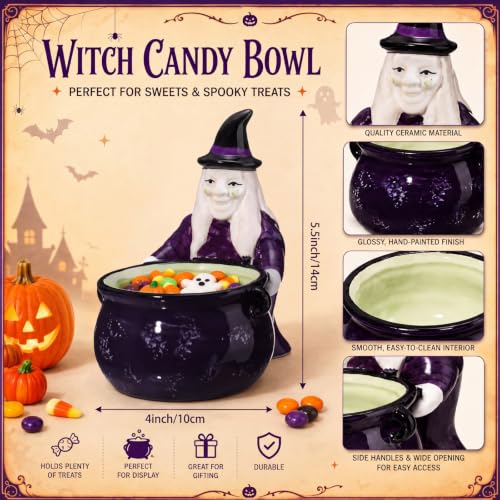 Halloween Witch with Cauldron Ceramic Candy Bowl - Witch Cauldron