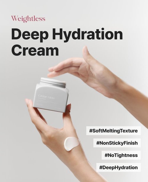 Delere Caviar Glow Dewy Cream | Hydrating Caviar Collagen Cream | Korean Hyaluronic Acid Moisturizer for Radiant Glass Skin, 1.7oz