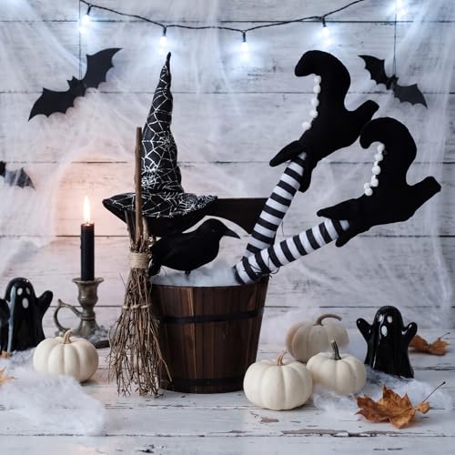 Halloween Witch Decor Indoor Table Centerpiece with Broomstick & Gothic Style