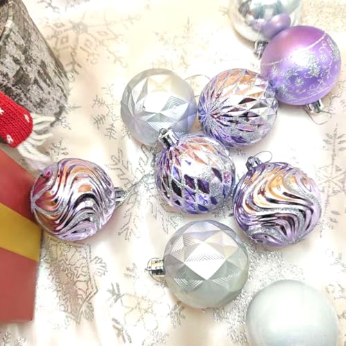 Unbreakable Christmas Ball Ornaments - Purple Silver, 2.36 Inch, 30 Pack - Holiday Tree Decor