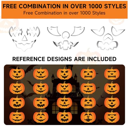Pumpkin Carving Kit with Stencils, Electronic Candles & Tools for Halloween