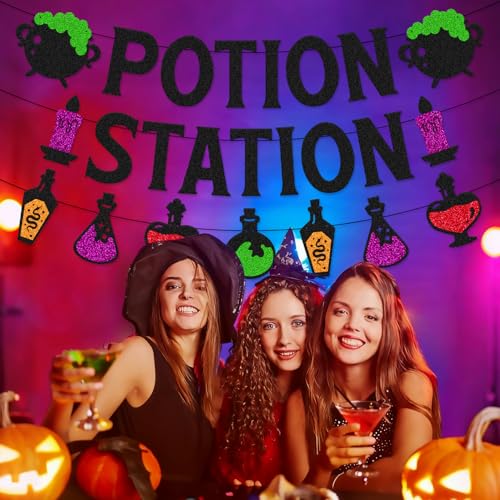 Halloween Potion Station Banner - Spooky Party Decorations for Kids & Adults