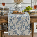 Dark Grey Cotton Linen Table Runner 13x72 Inch - Monochrome Chinoiserie Decor