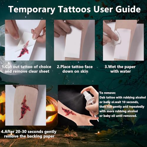 Fake Scars Temporary Tattoos A - 60+PCS Horror Blood Zombie Wounds Halloween
