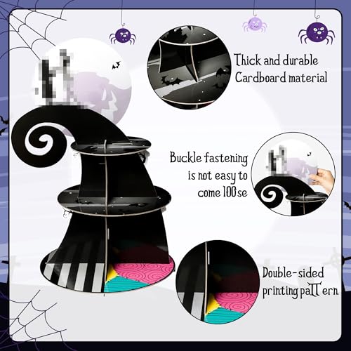3-Tier Cardboard Cake Stand Tower for Halloween Christmas Birthday Party