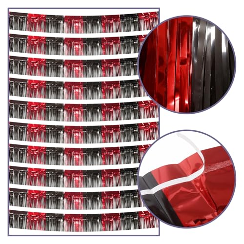 10 Feet Black and Red Foil Fringe Garland Party Decor - Set of 10