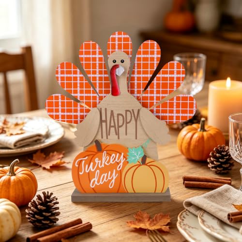Zcaukya Thanksgiving Wooden Turkey Centerpiece - Style 3 Fall Decor