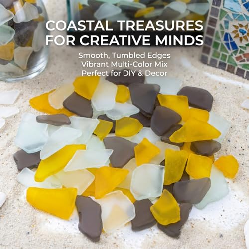 Halloween Sea Glass Bulk Decor - Black Tea, Clear & Orange Mix, 15 oz
