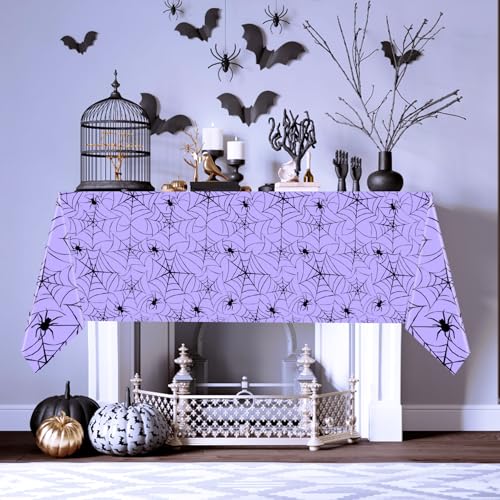 Halloween Spiderweb Plastic Tablecloth - Purple, 4 Pack, 137x274cm - Variation of THIS listing