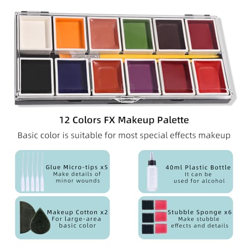 Alcohol Activated Makeup Palette 12 Colors - Bright Colors Halloween FX