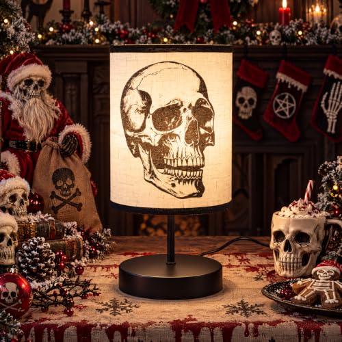 Halloween Gothic Table Lamp with Spooky Patterns - 11x5 Inches, Dimmable Night Light Decor