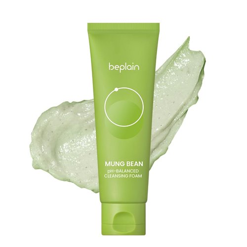 beplain Mung Bean pH-Balanced Cleansing Foam (2.7fl.oz/80ml) | Fragrance-Free | Non-Comedogenic Tested | Deep Pore Facial Cleanser | Suitable for Sensitive Skin | Face Mask Cleanser | Korean Skincare
