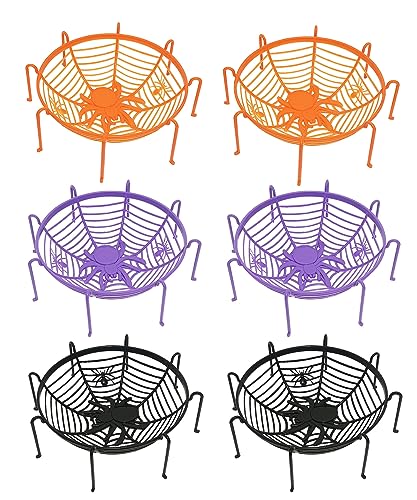 6 Pack Halloween Spider Candy Bowls Large Trick or Treat Serving Bowls for Porch