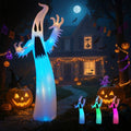 12FT Halloween Inflatable Ghost Decoration with RGB LED Lights for Garden & Yard