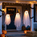 Yellow 3 Pack Halloween Ghost Decorations with Witch Hats & LED Lights Outdoor Decor