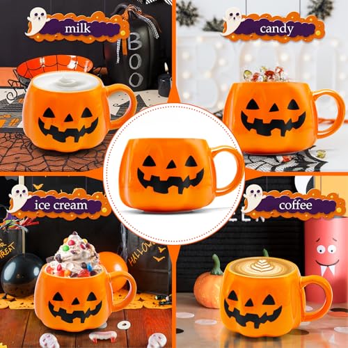 Halloween Pumpkin Mug 12 oz Ceramic Cup with Smiling Face - Fall & Halloween Decor