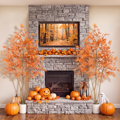 7FT Artificial Maple Tree with Pot - Fall Orange Autumn Decor for Indoor & Outdoor