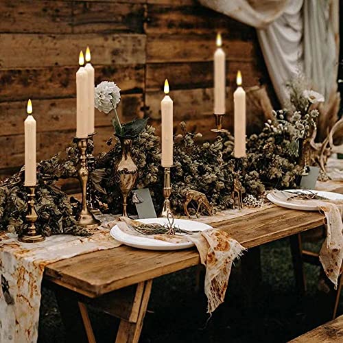 24-Pack Flameless LED Taper Candles with Flickering Warm Yellow Flame - Floating Safe Battery Operated Candlesticks for Halloween, Weddings, Church, Party Decor - Variation: Set of 24 Warm Yellow